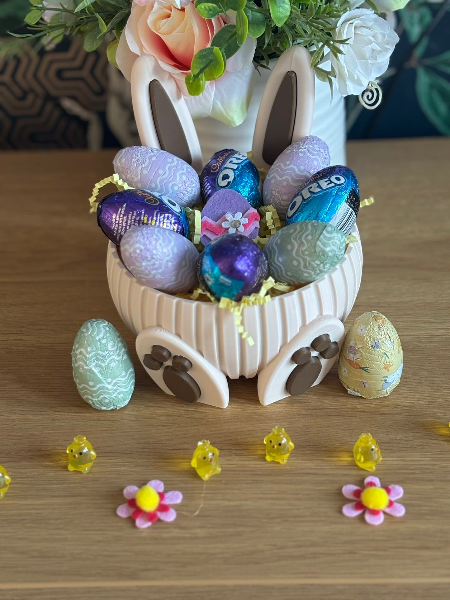 🐰 Large Beige Easter Bunny Basket (Basket Only)